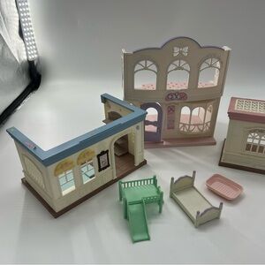 Calico Critter Sylvanian Families 6 Piece Bundle Beauty Salon Bakery Day Care